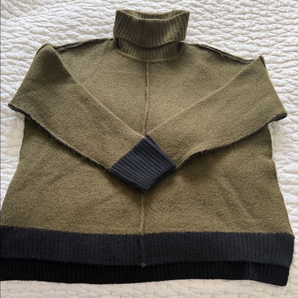 Sweet Romeo Olive and Black turtle Neck Sweater